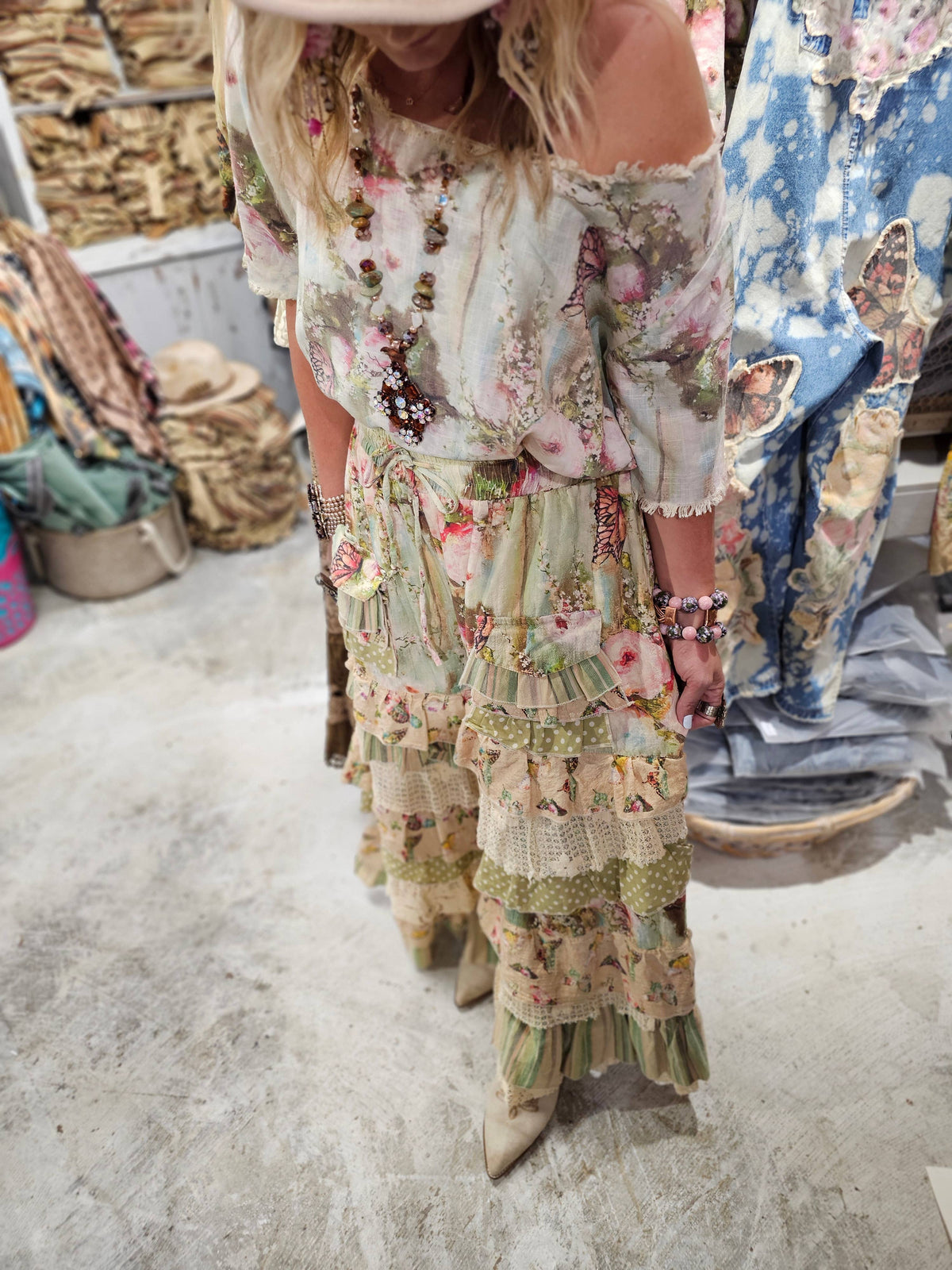 Butterfly Linen Shirt Dress