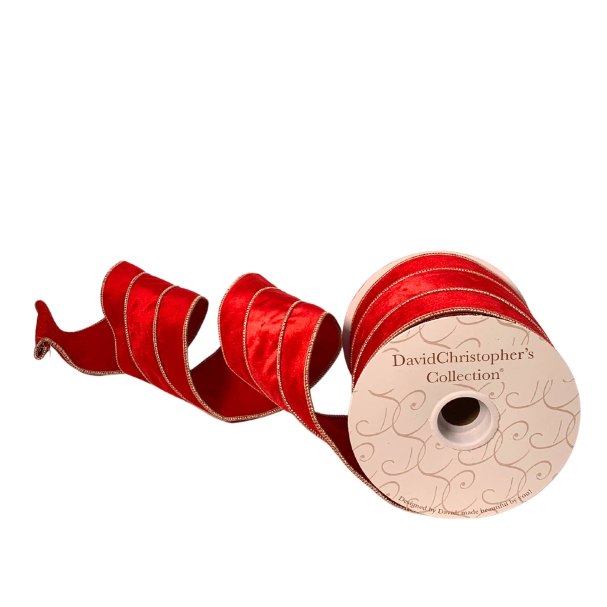 RED VELVET TRIPLE LAYER GOLD EDGE RIBBON 4"X10YD