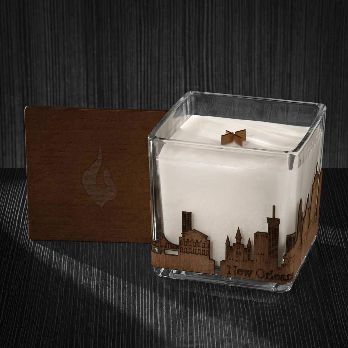 Wood Wrapped City Skyline Candle 4x4x4: Memphis Tennessee