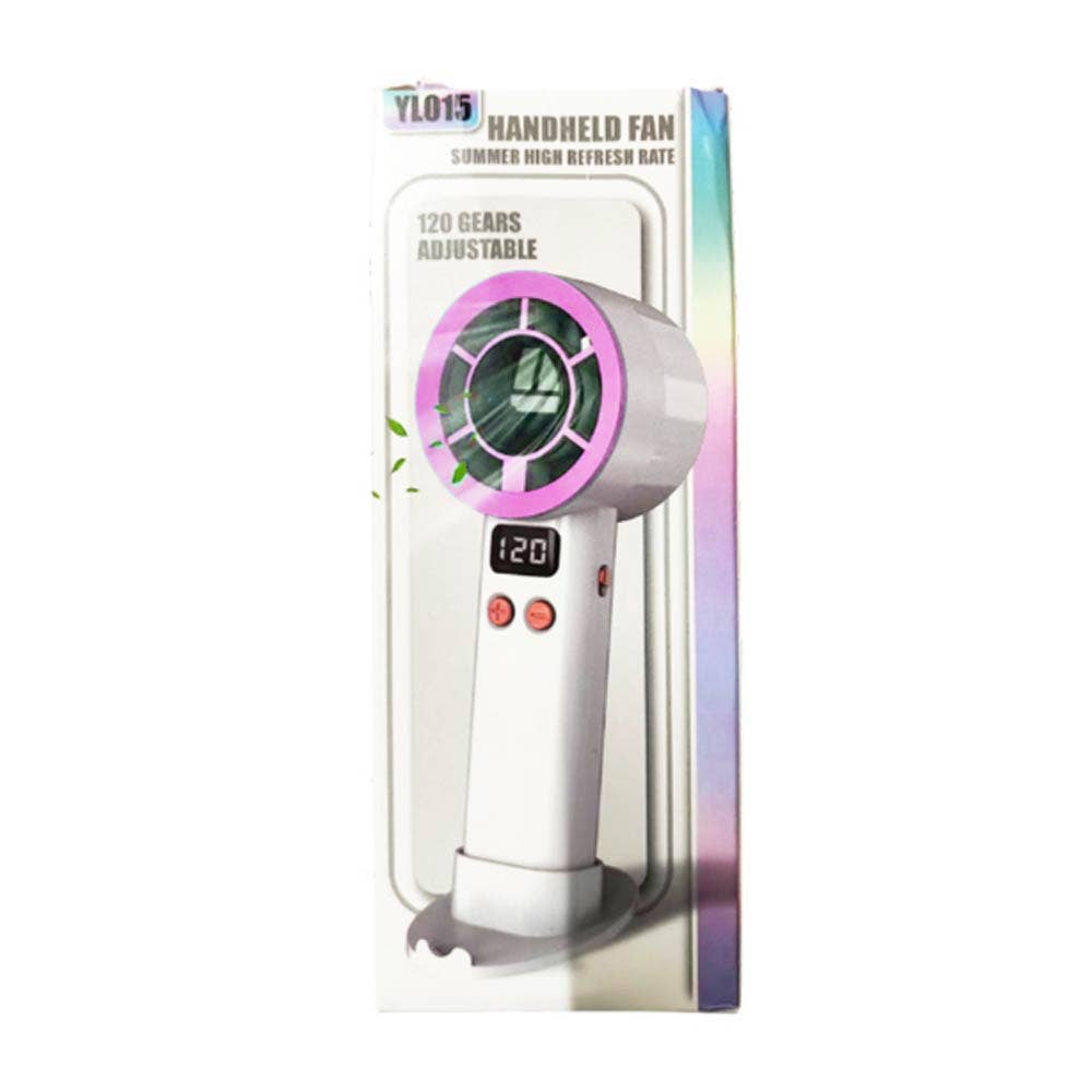 Light Up Digital Display Adjustable Speed Phone Stand Portable Handheld Mini Fan