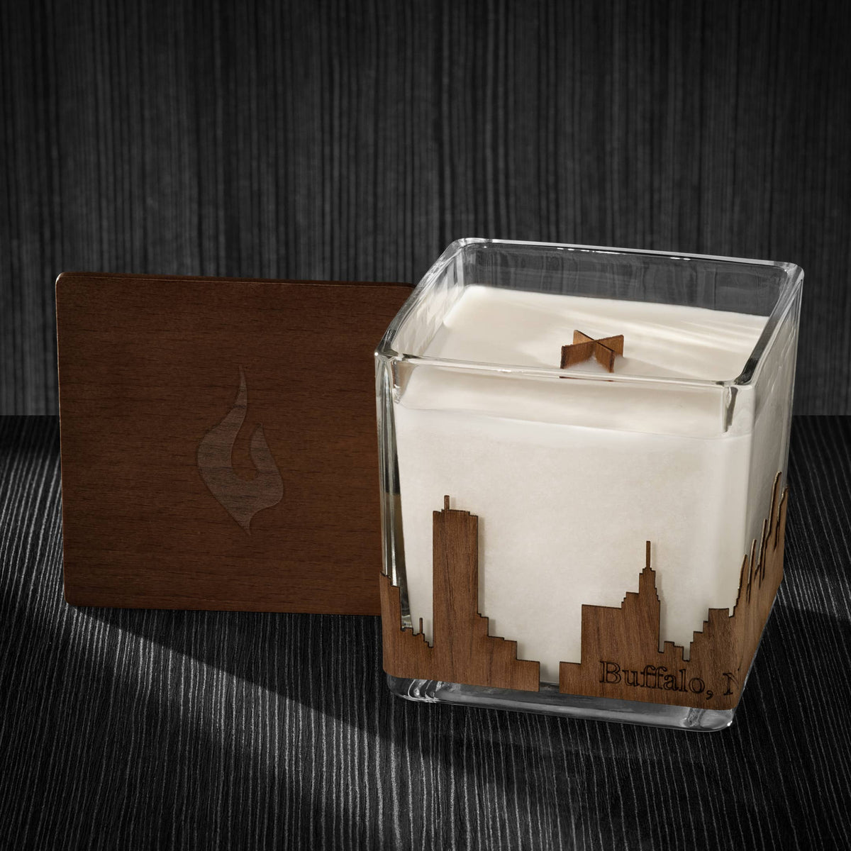 Wood Wrapped City Skyline Candle 4x4x4: Memphis Tennessee