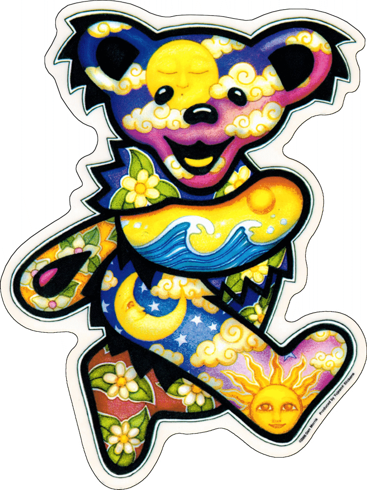 Sticker - Grateful Dead - Day &amp; Night Jerry Bear - Large