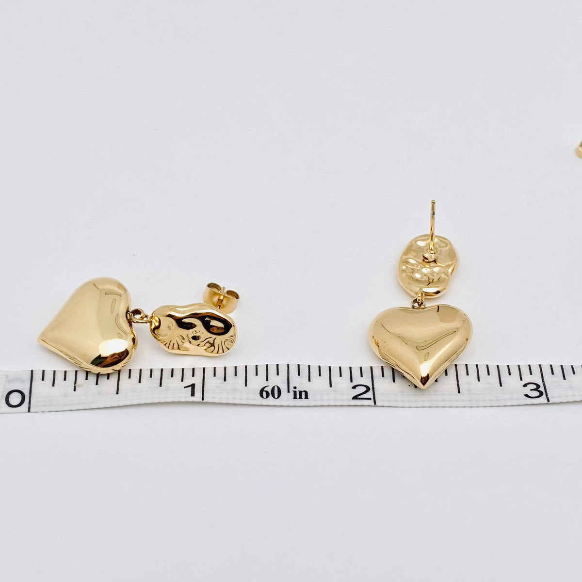 Heart Charm Pendant 18K Gold Plated Irregular Post Earrings