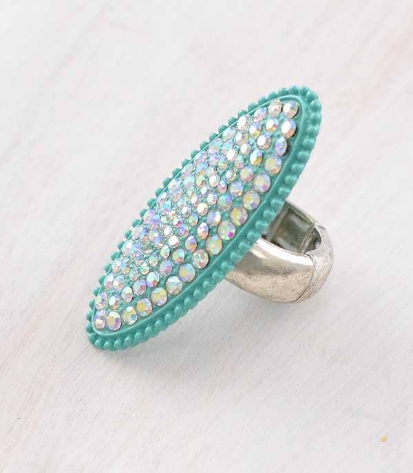 Rhinestone Oval Ring