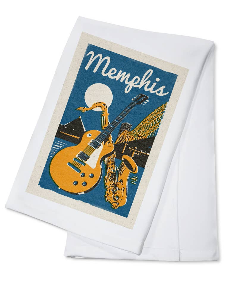 ORGANIC TEA TOWEL Memphis, Tennessee, Woodblock