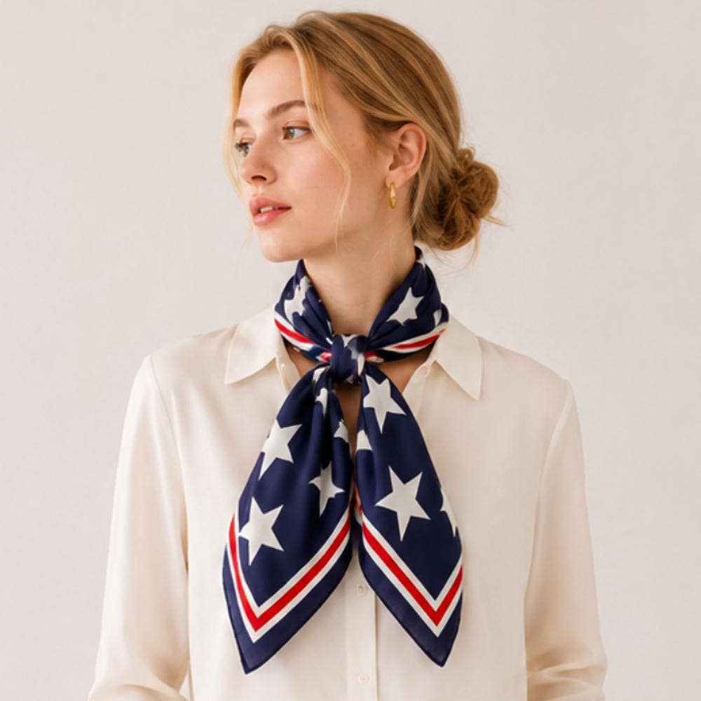 Patriotic Big Star Pattern Print Square Scarf