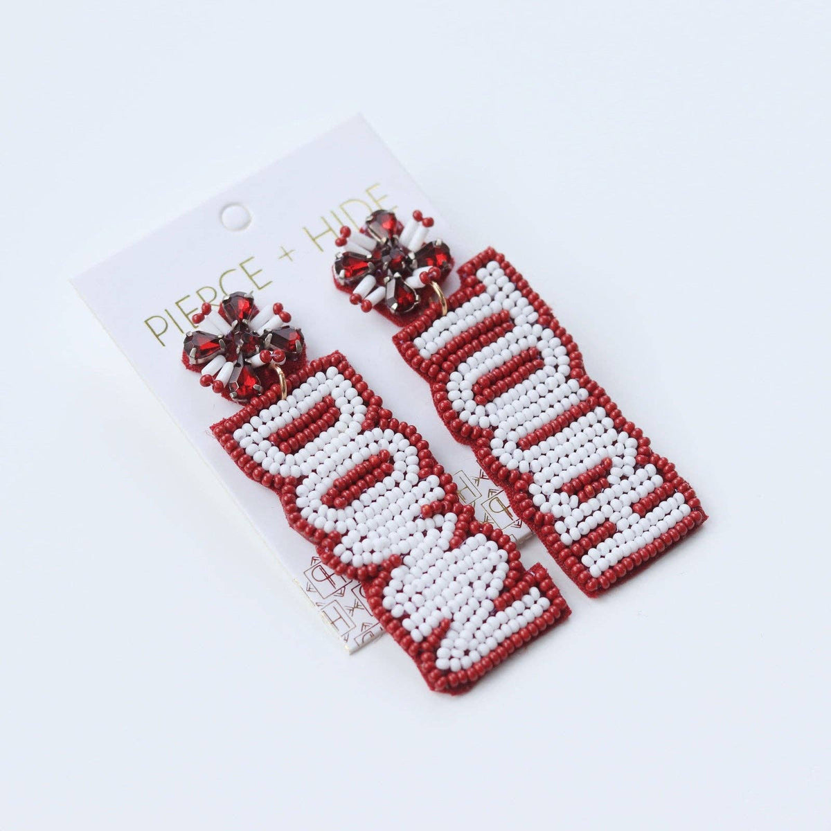Custom Beaded Maroon Touch Down Earrings | GAME DAY EARRINGS