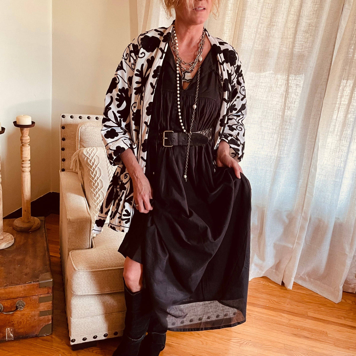 Onyx Breeze Cotton Maxi Dress