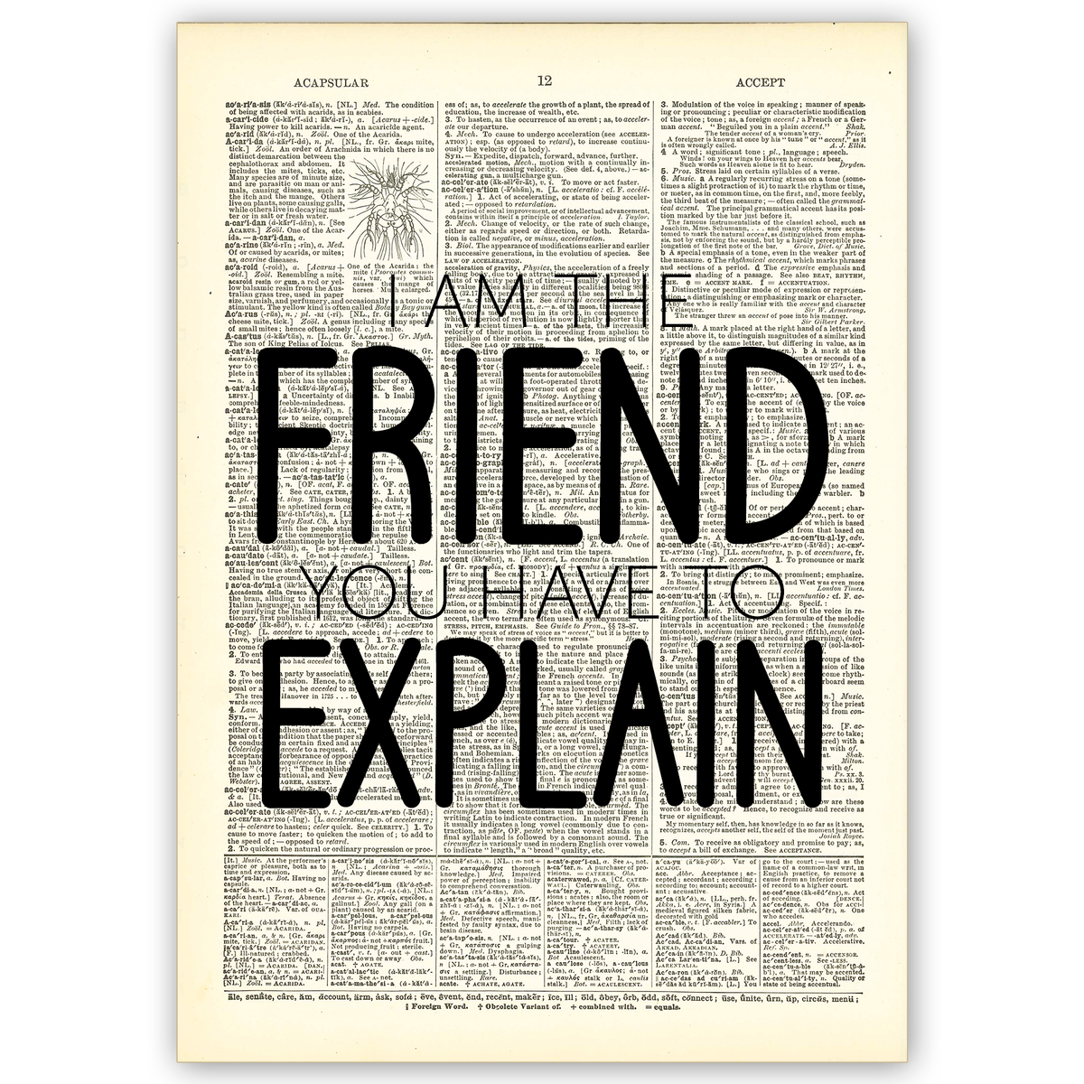 Art Print Dictionary Page | Vintage | I Am The Friend