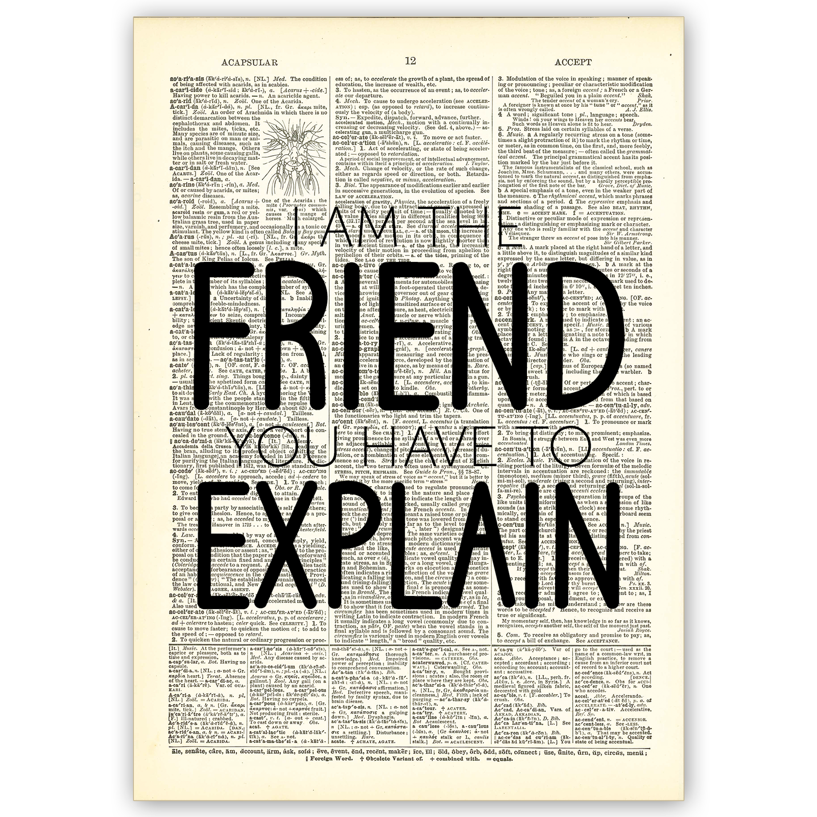 Art Print Dictionary Page | Vintage | I Am The Friend
