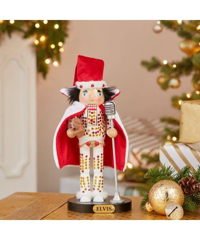 10"ELVIS IN WHITE SUIT NUTCRACKER