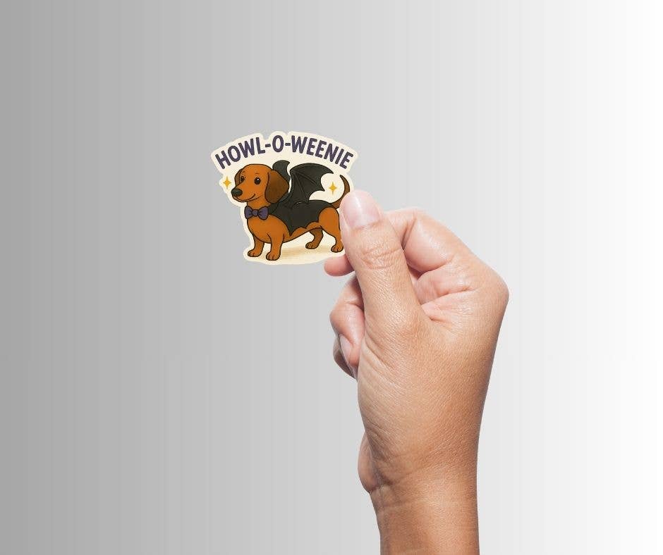 "Howl-O-Weenie" Funny Spooky Dog Halloween Sticker