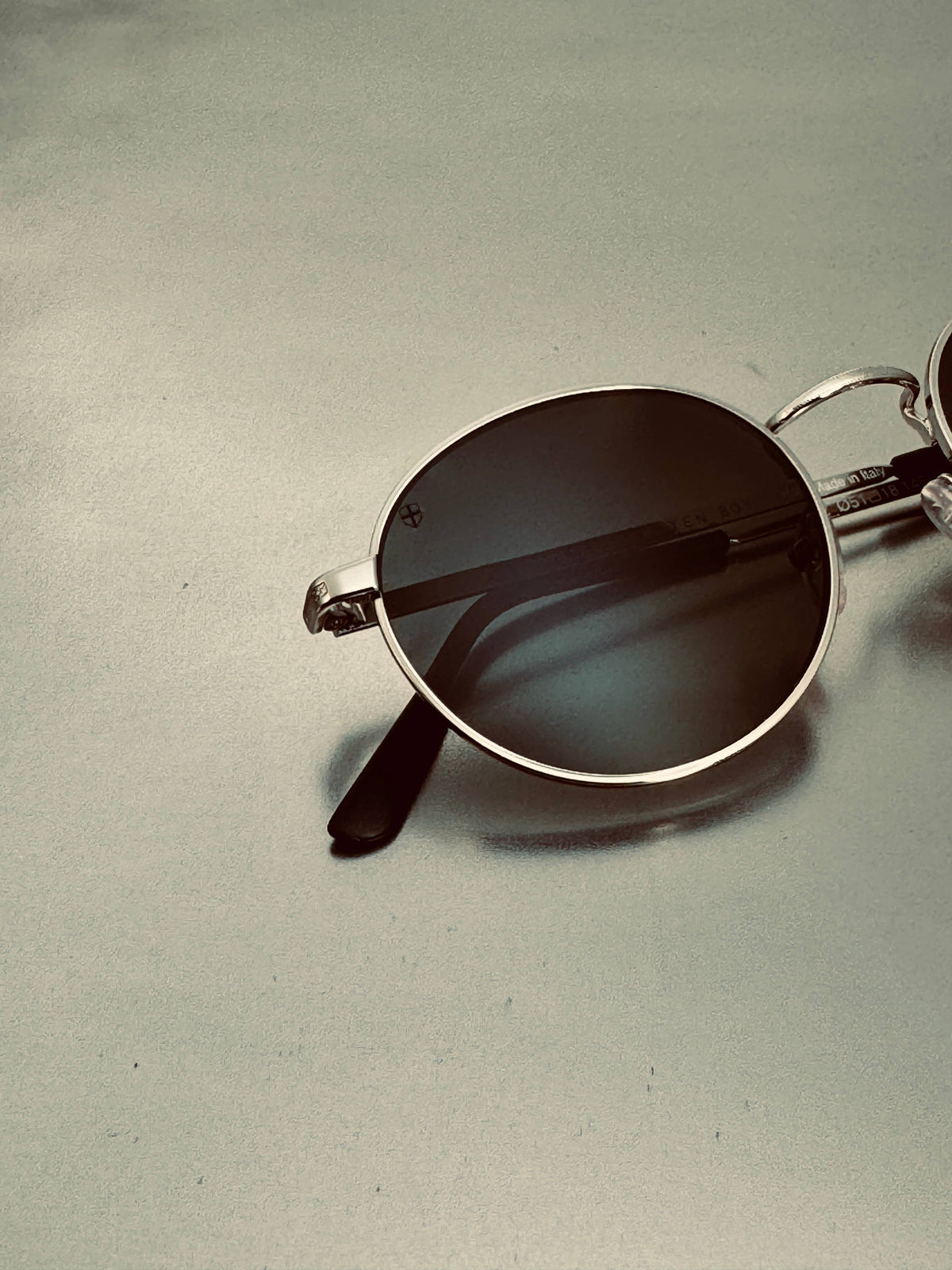 Baptiste Black Stainless Steel Sunglasses, Handmade in Italy: Silver Frame/Black Lenses or Gold Frame/Green Lenses