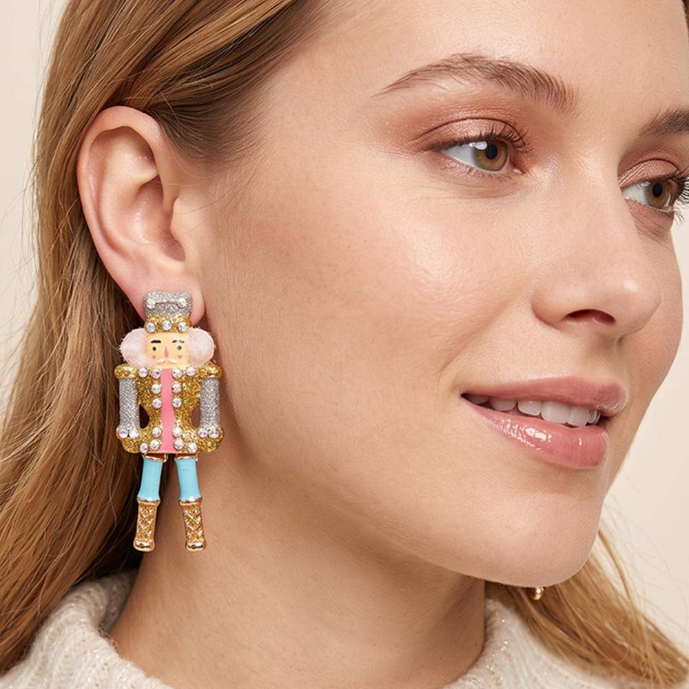 Festive Christmas Nutcracker Soldier Drop Earrings