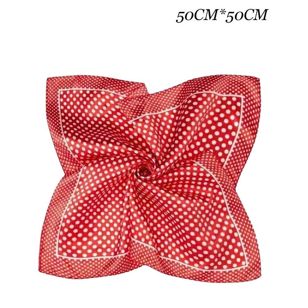 Silky Feel Polka Dot Pattern Print Square Scarves