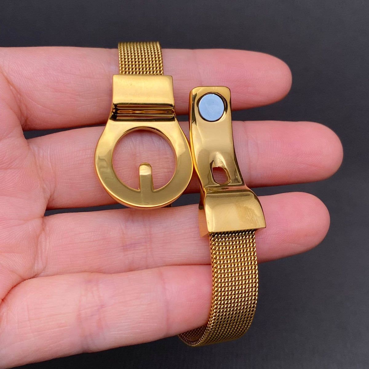 Belt Design 18K Gold Plated Stainless Steel Bracelet - FGS