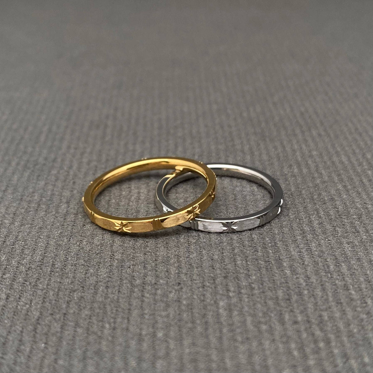 Frosted Star 18K Gold Plated Stainless Steel Ring - FGS