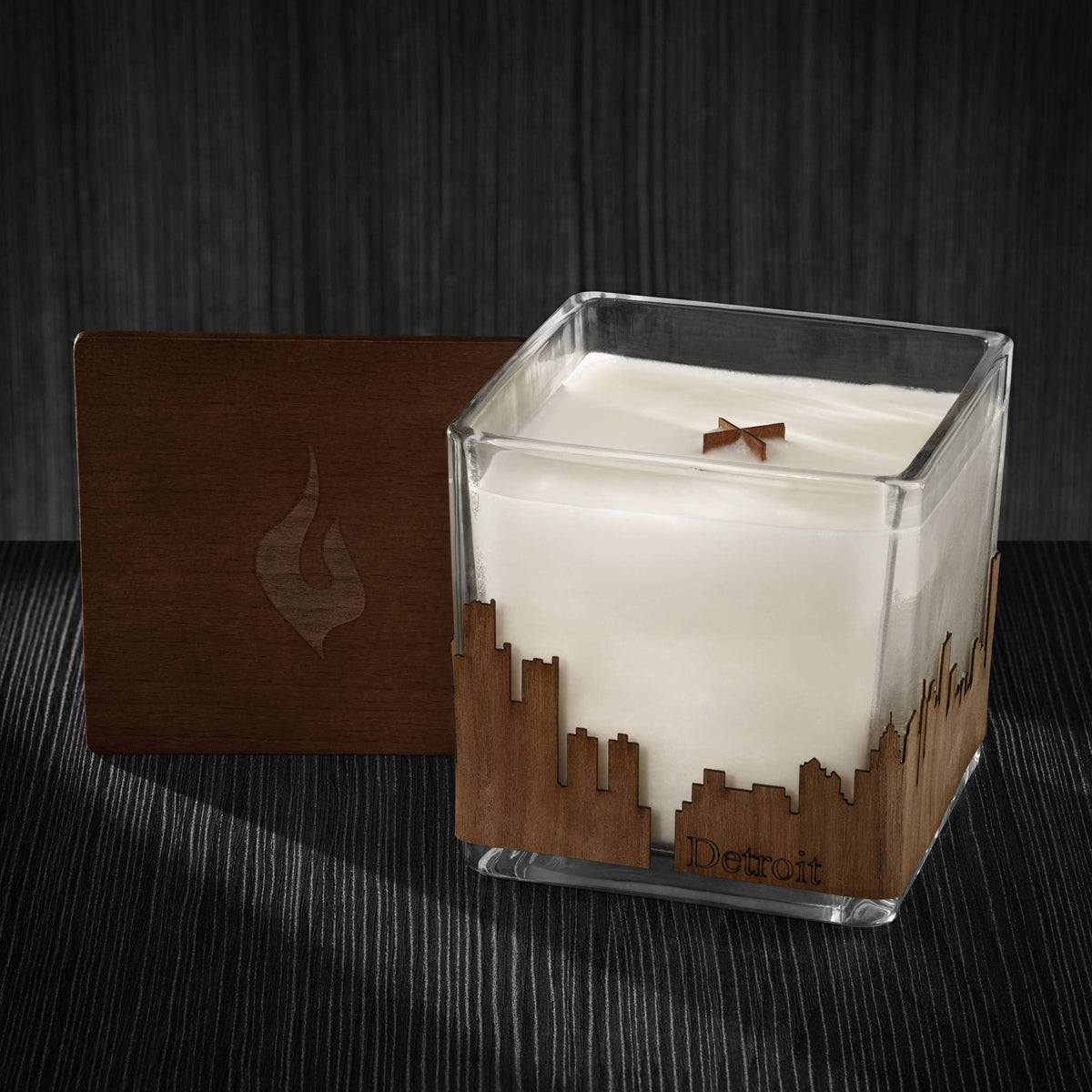 Wood Wrapped City Skyline Candle 4x4x4: Memphis Tennessee