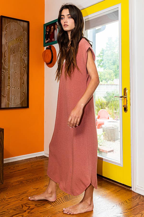 Scoop Neck Boxy Midi Dress