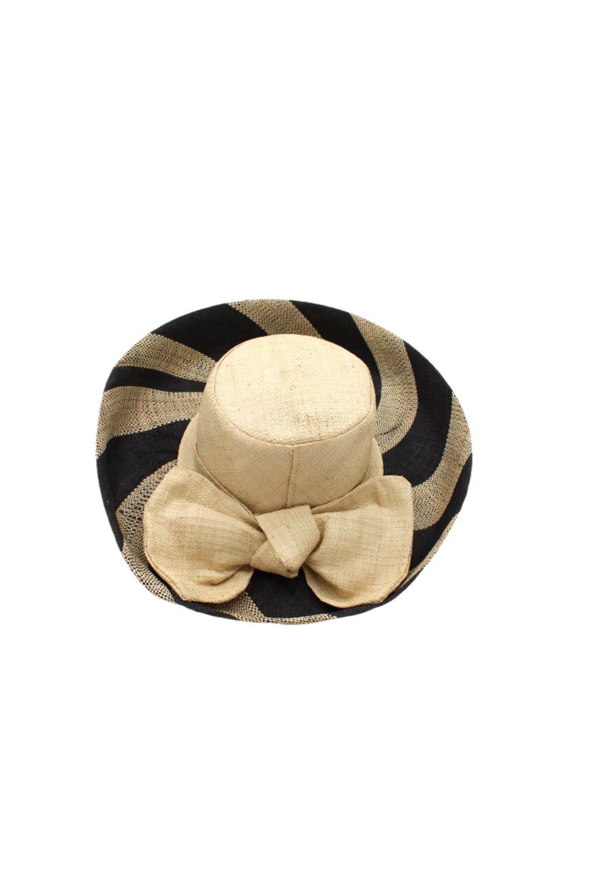 Audrey 5" Wide Brim Big Bow Stripe Straw Sun Hats
