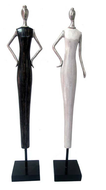 Manequins Black and White stylized  lady figurines set 22"