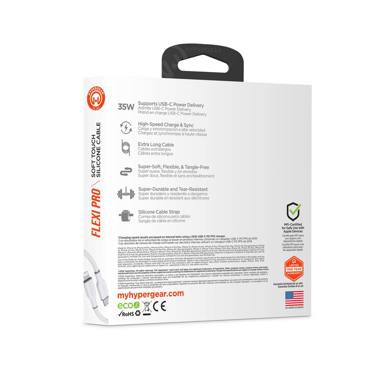 FlexiPro USB-C to Lightning Soft-Touch FastCharge Cable 10ft