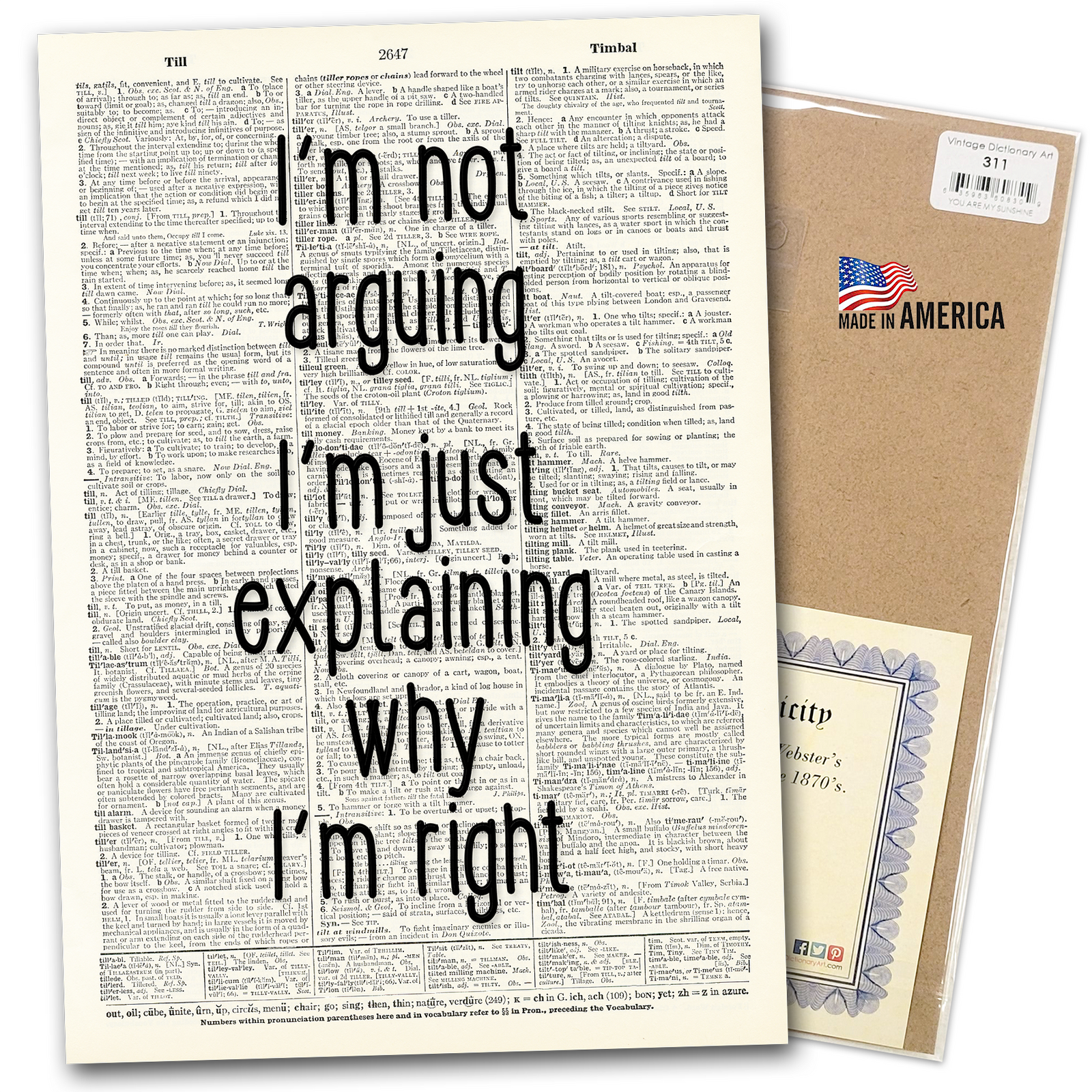 Art | Dictionary Page | Vintage | I'm not arguing