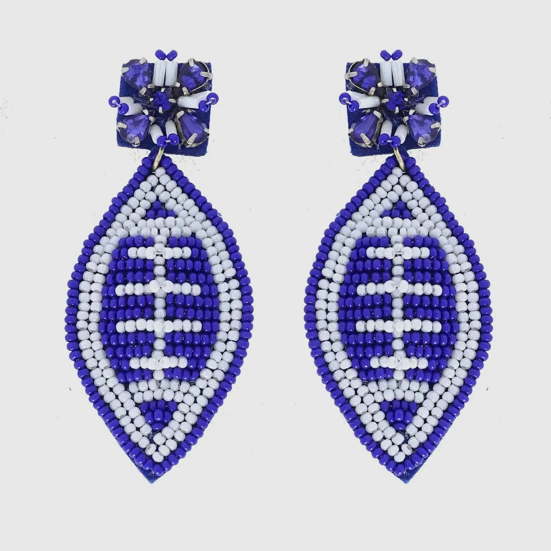 Custom Beaded Royal Football Earrings | GAME DAY EARRINGS