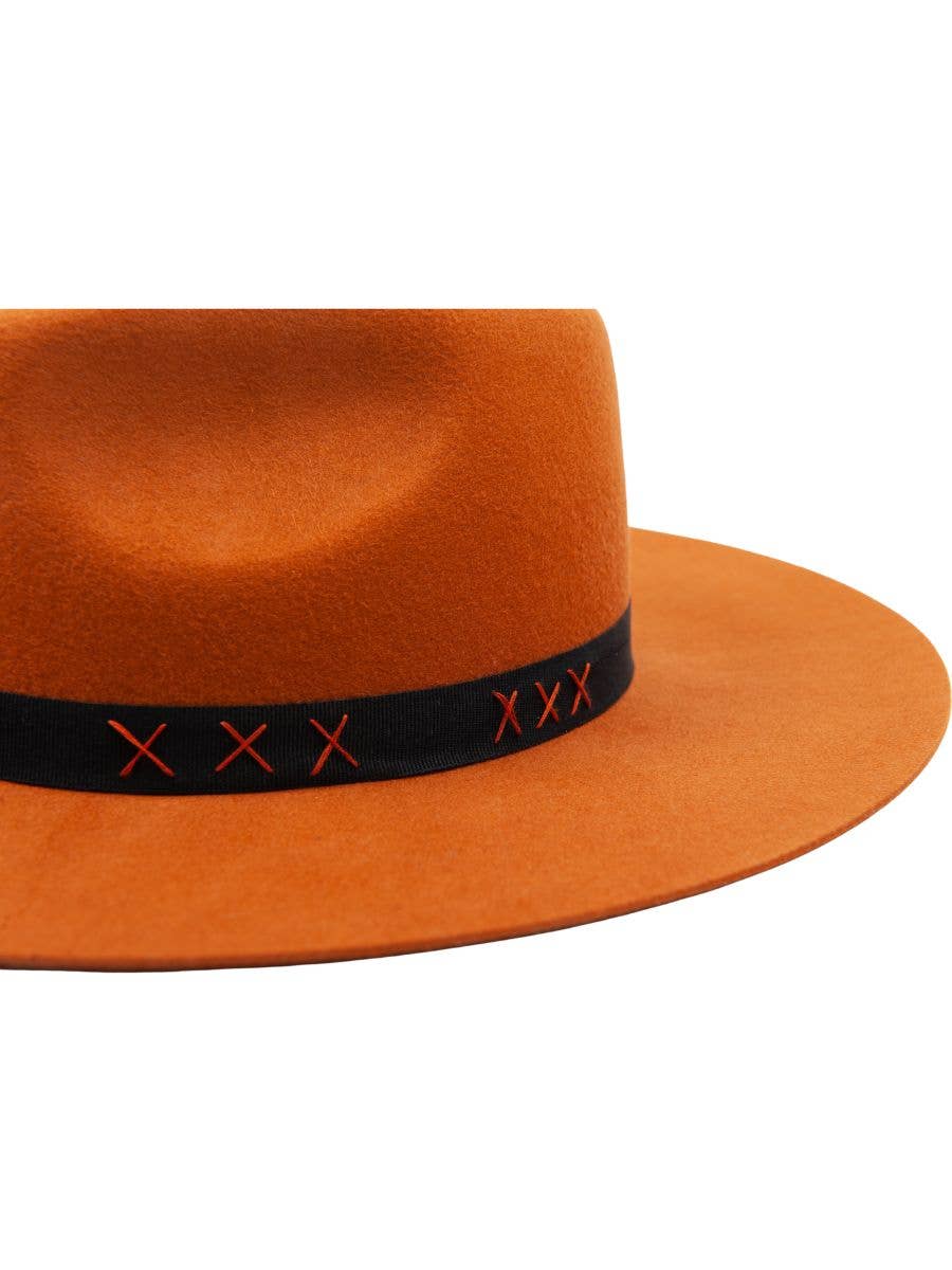 Western wool fedora hat with grosgrain stitched trim