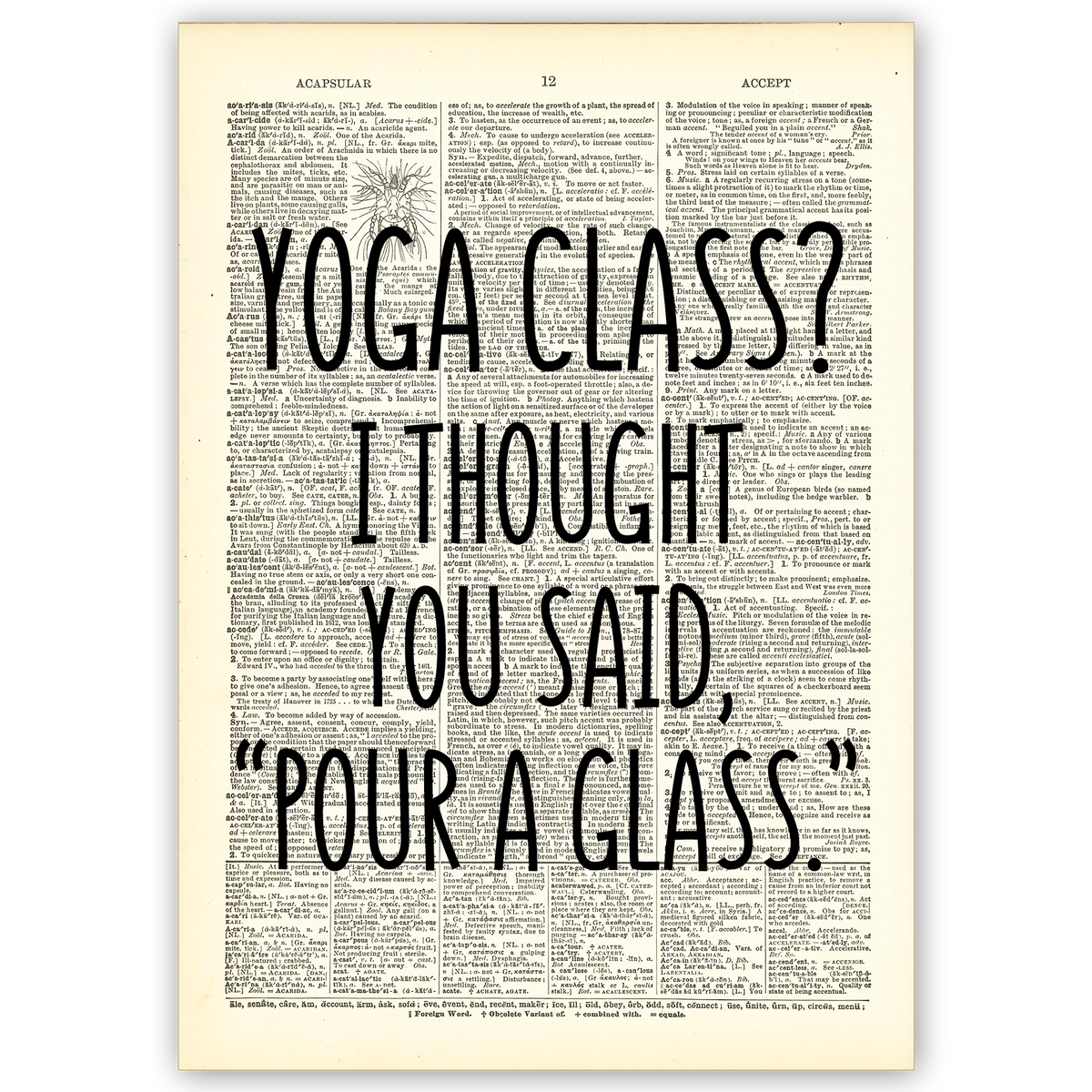 Art Print Dictionary Page | Vintage | Yoga Class?