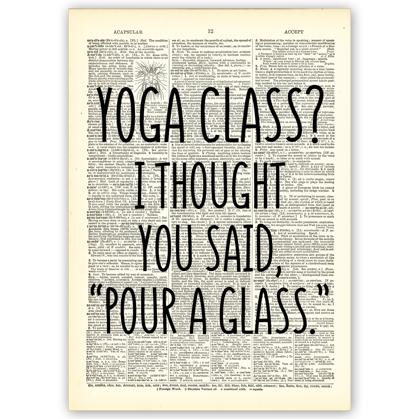 Art Print Dictionary Page | Vintage | Yoga Class?