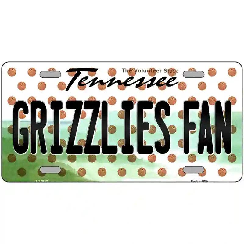 Grizzlies Fan Tennessee Novelty Metal License Plate