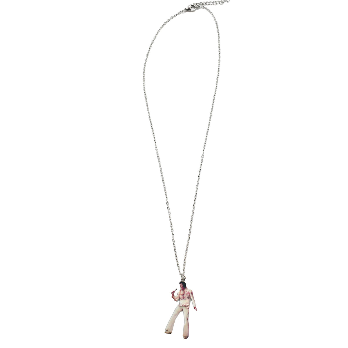 Elvis Necklace - White Jumpsuit Swinging Legs