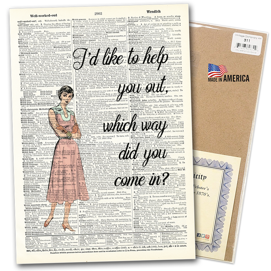 Art Print | Dictionary Page | Vintage | I'd Like to Help