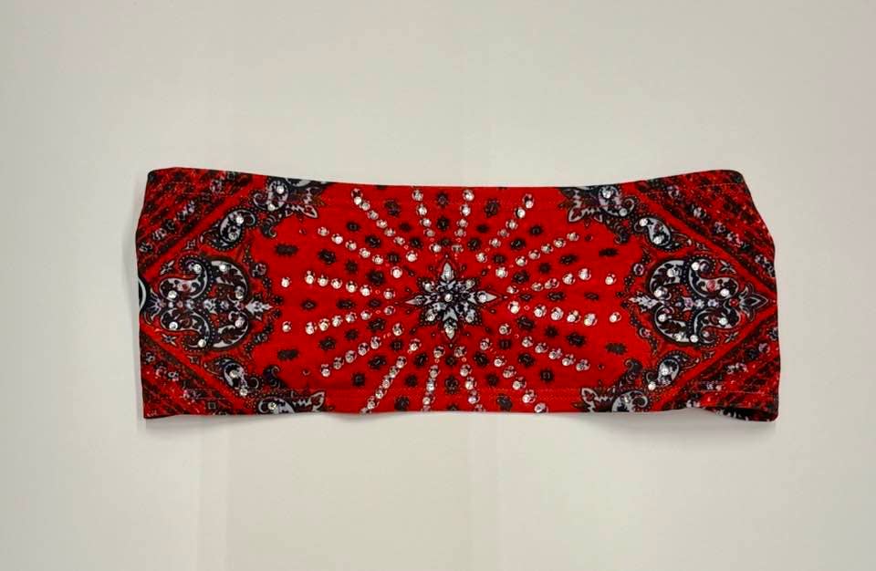 RAVEbandz The PRO - BLINGBANDZ- Wide Stretch Headband (Red Bandana)