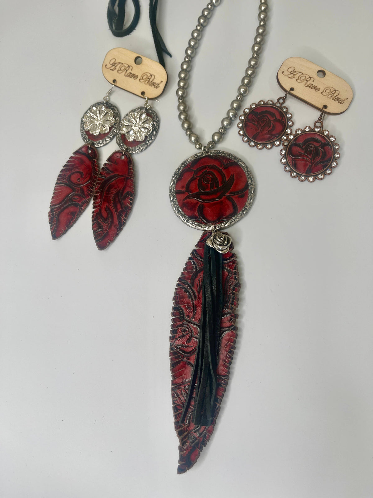 Roses and Feather Earrings