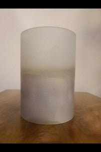 White, Crackle Glass Cylinder, 4.75"D, 7.5"H