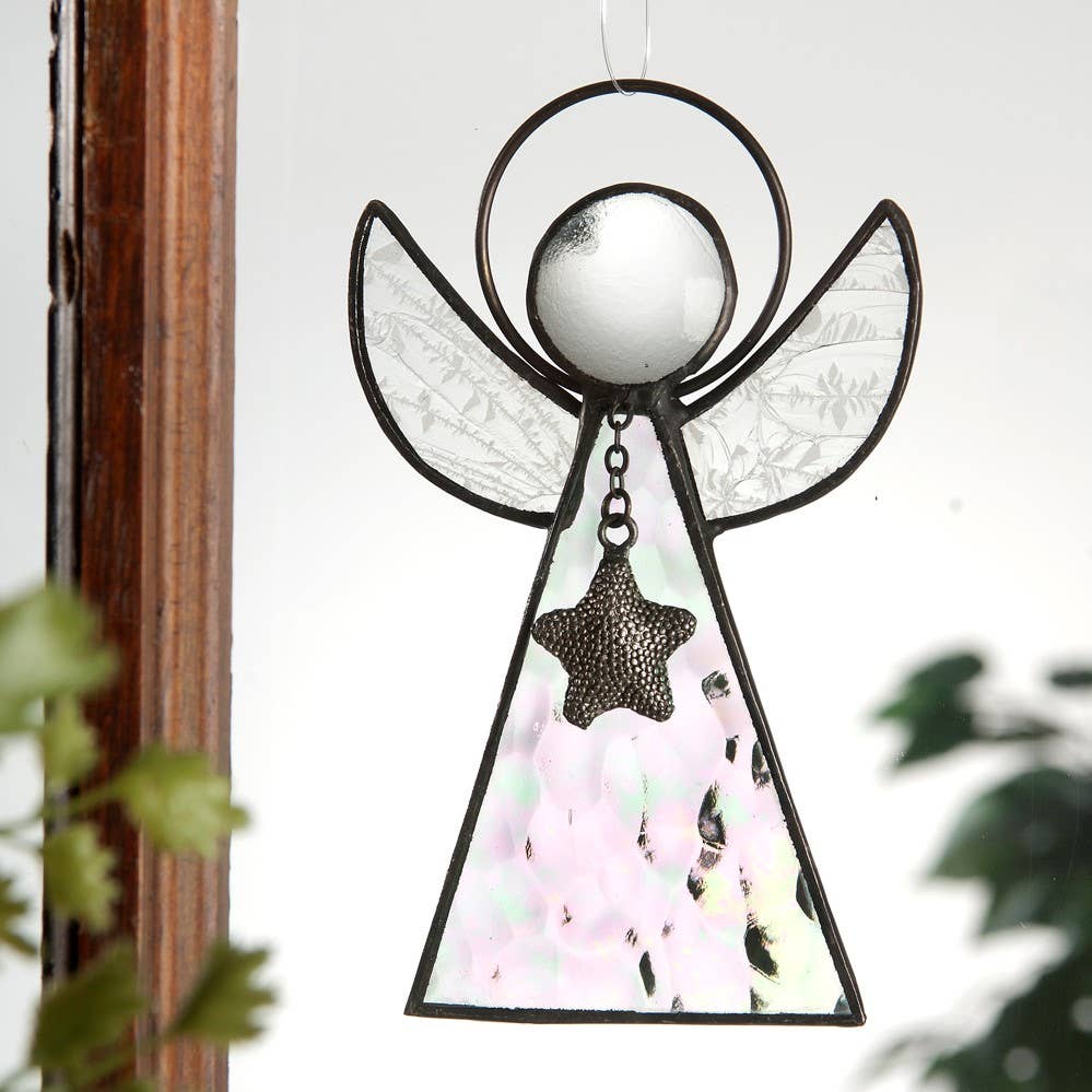 Clear Iridescent Glass Angel Ornament Sun Catcher