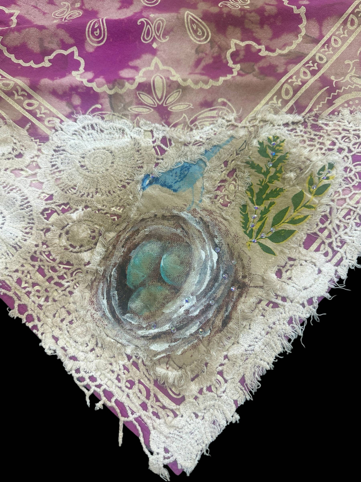 Magenta Hand Painted Nesting Bandana