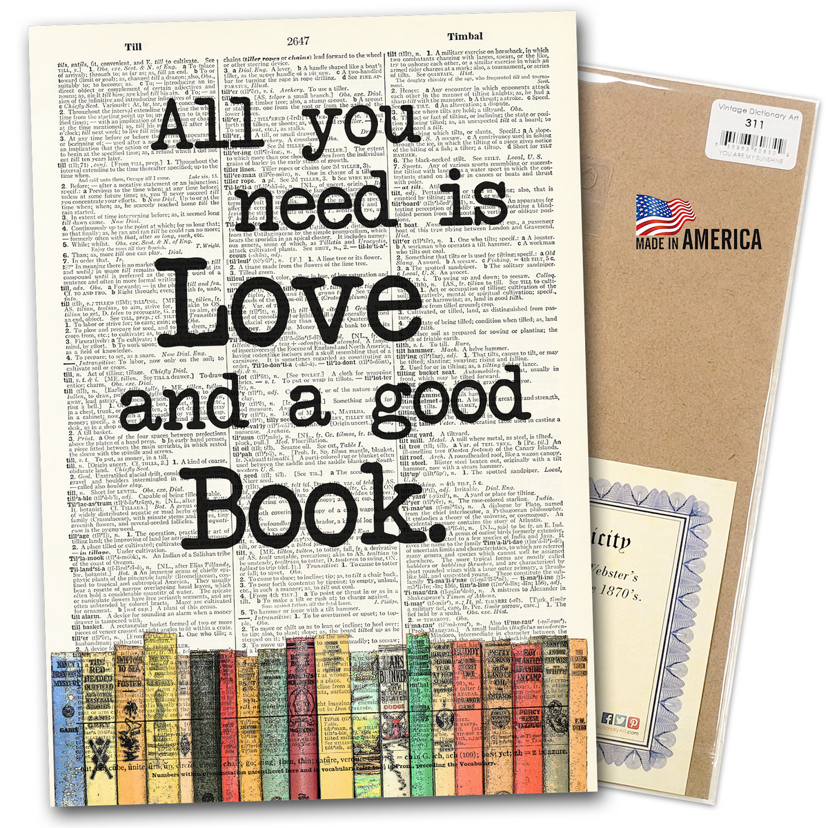 Art | Dictionary Page | Vintage | Love and a book