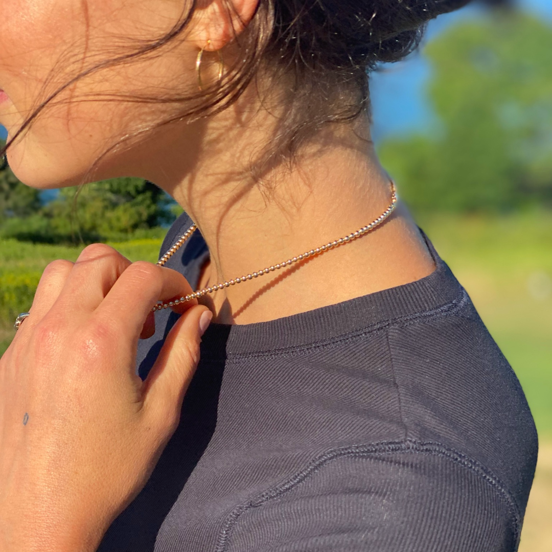 3MM Gold Ball Necklace: Gold / 15" - Choker