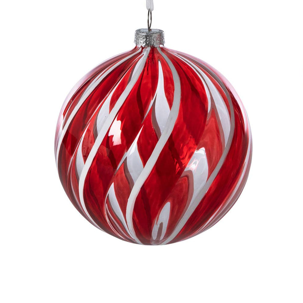 Park Hill Collection Peppermint Striped Glass Ball/Onion Orn
