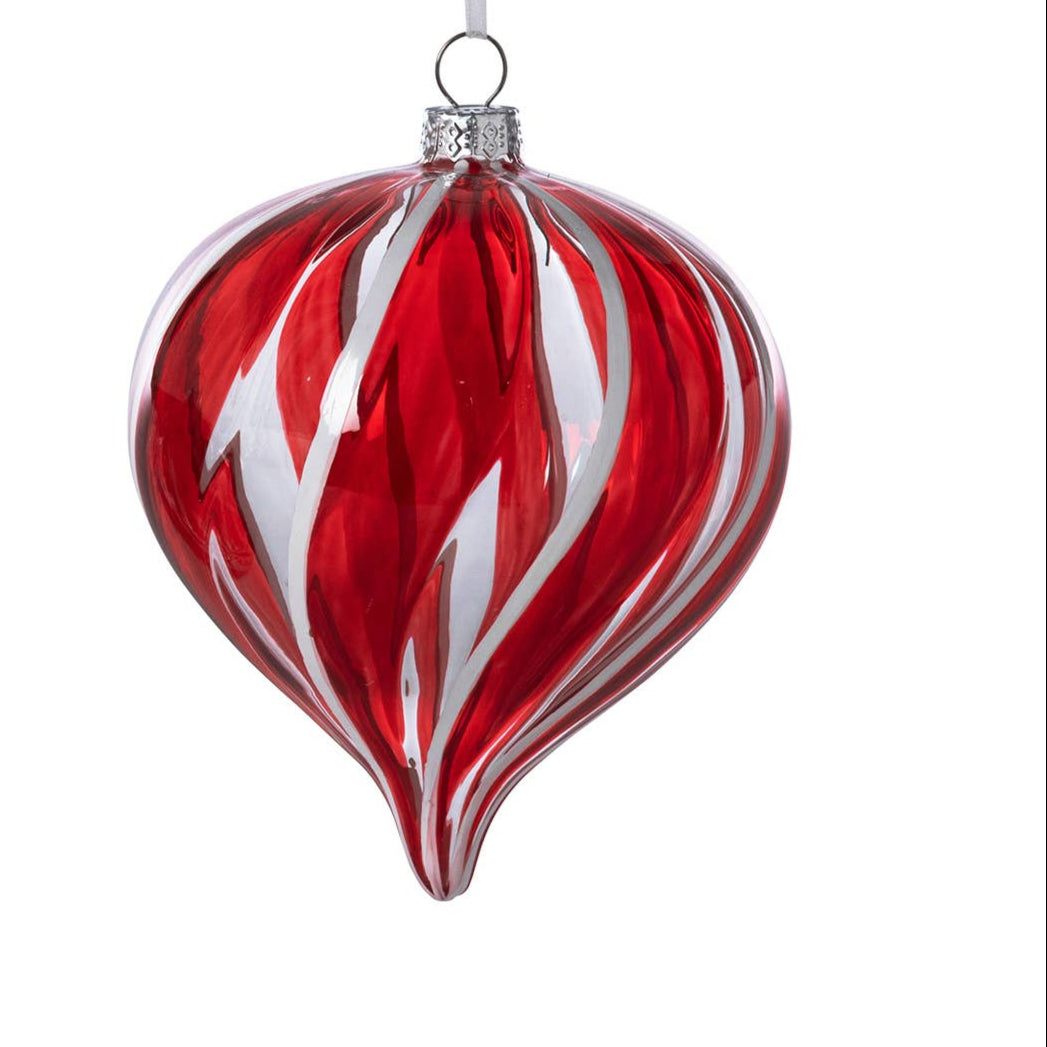 Park Hill Collection Peppermint Striped Glass Ball/Onion Orn