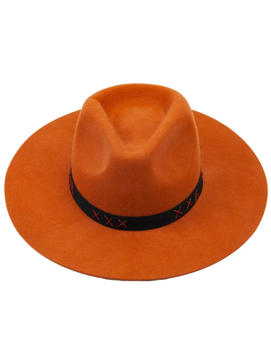 Western wool fedora hat with grosgrain stitched trim