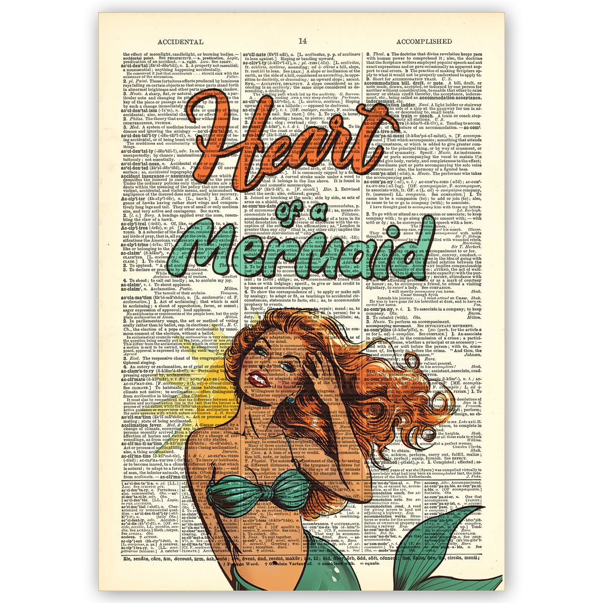 Art Print Dictionary Page | Heart Of A Mermaid