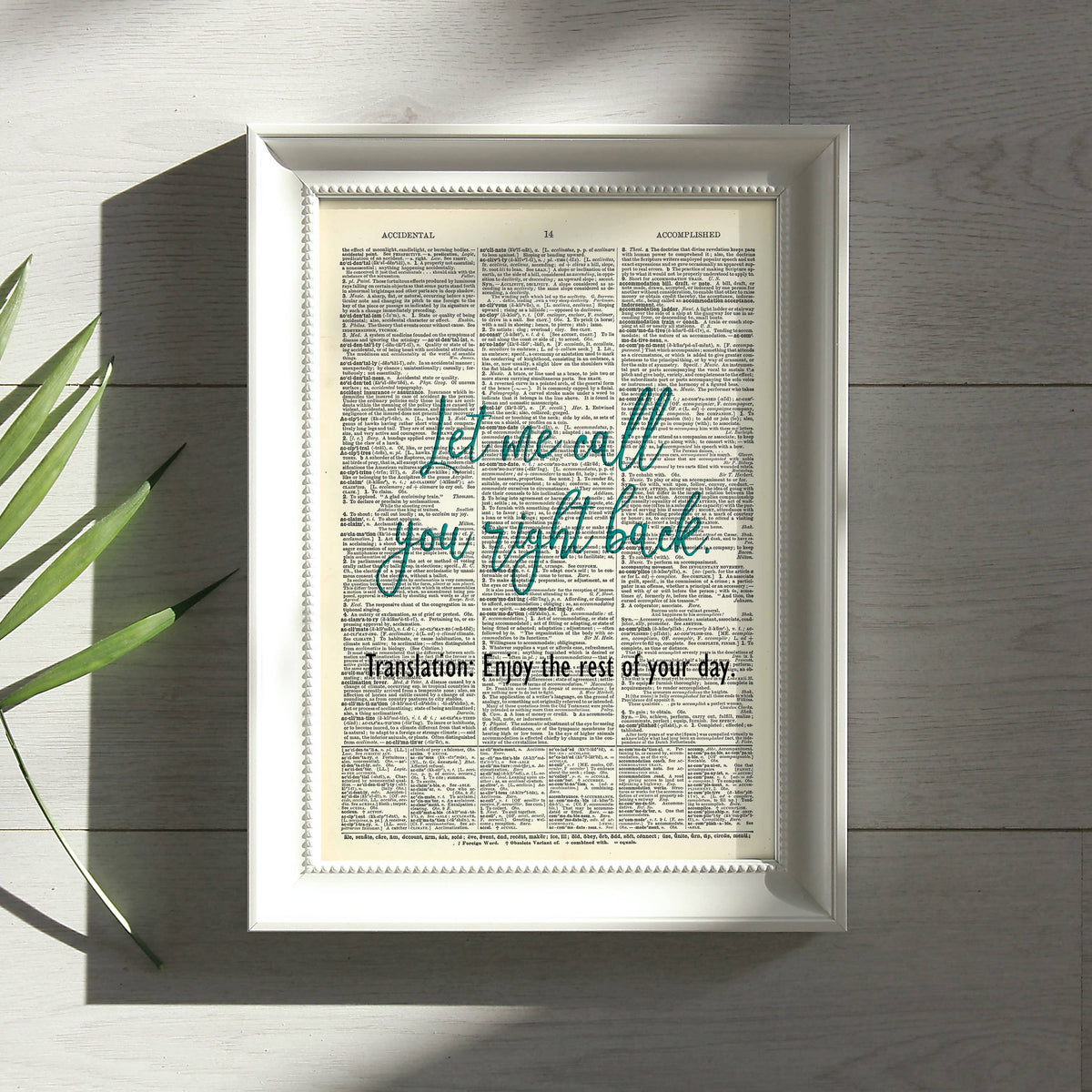 Art Print Dictionary Page | Vintage | Let Me Call You
