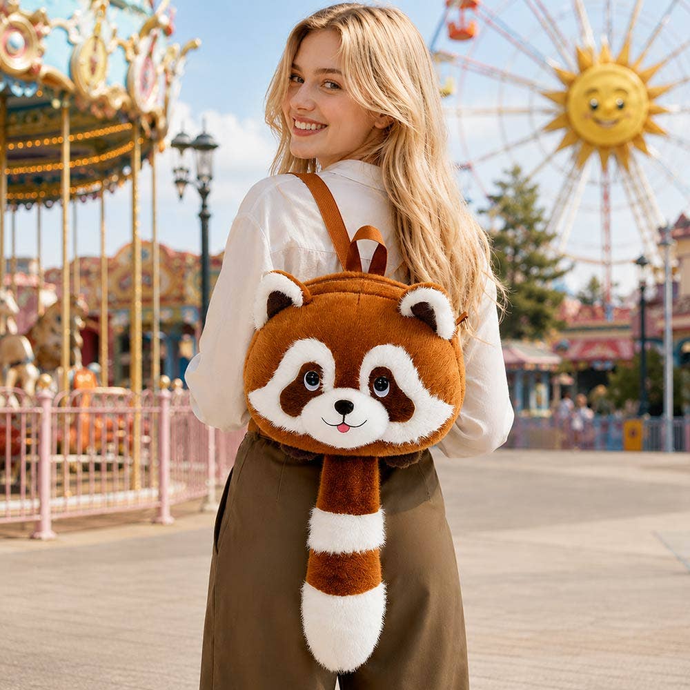 Cute Plush Racoon Fashion Backpack Crossbody Bag