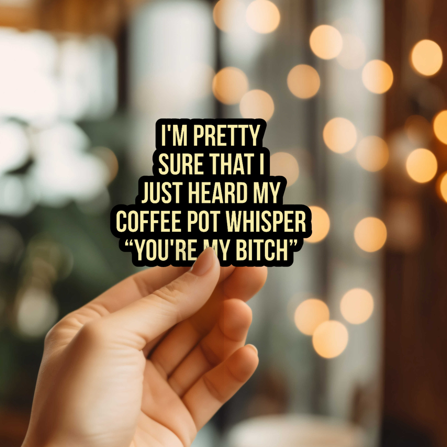 Funny Coffee Pot Whisper Vinyl Sticker