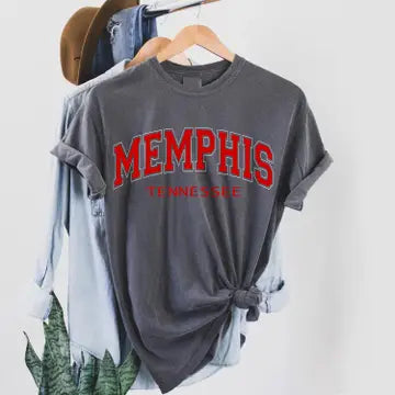 Memphis Tennessee T Shirt (3 Colors: Brick, Blue Jean, Stone Sand, Gray)