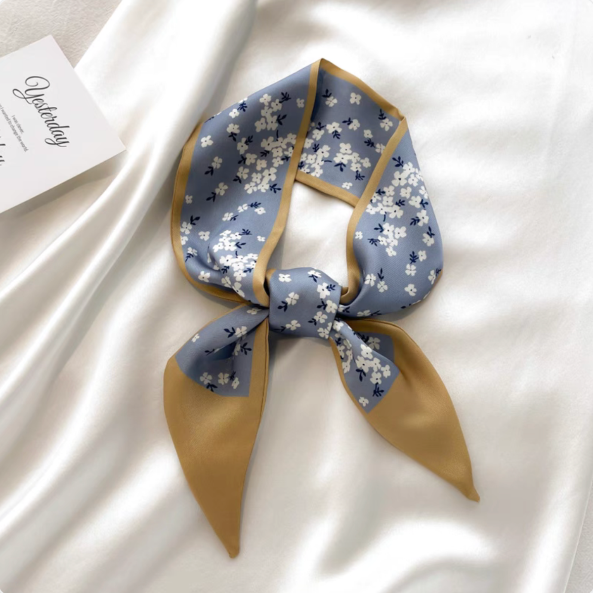 Silk Twilly Scarf Neck Scarf for Handbag Accessory : Blue